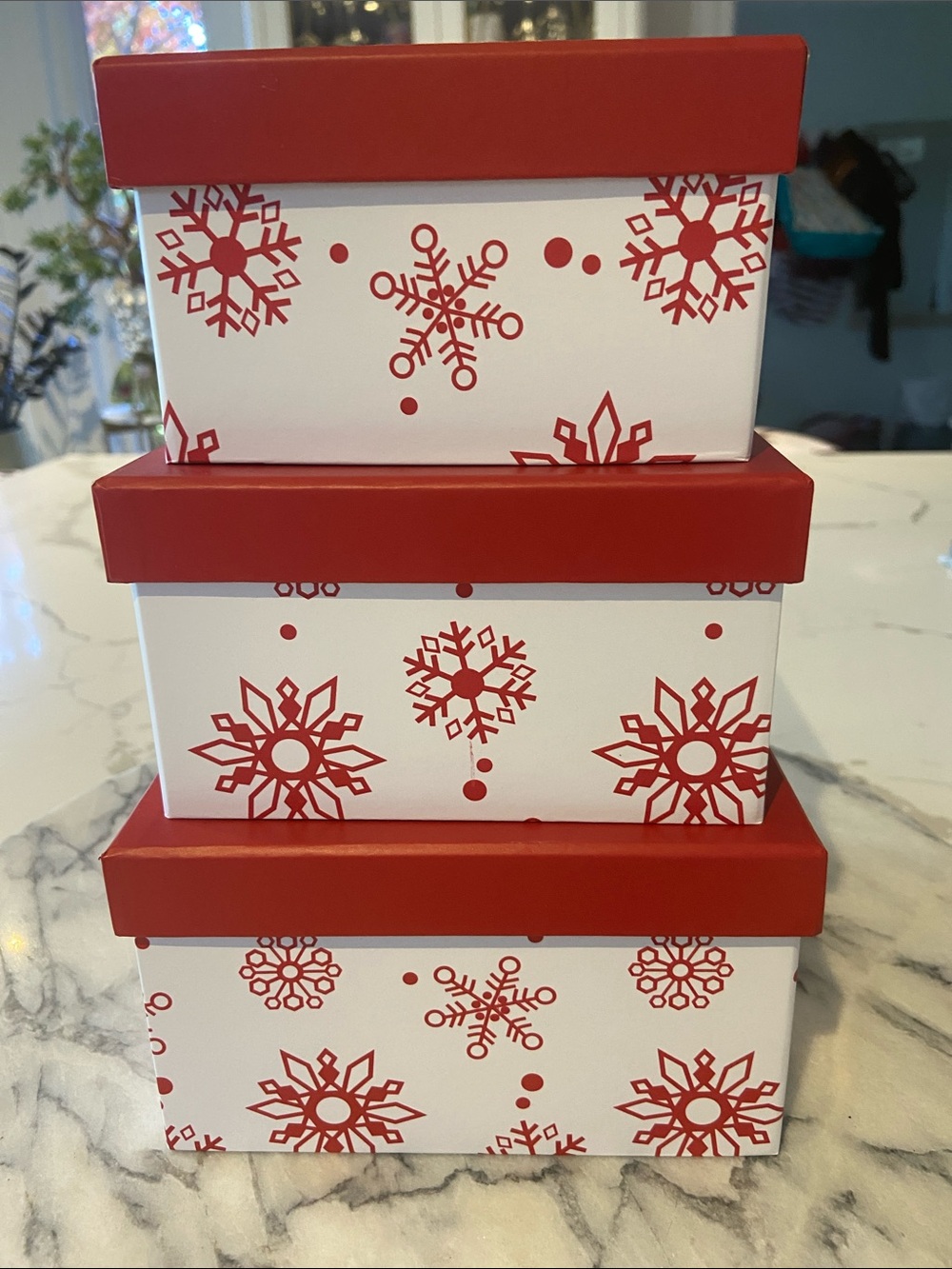 Holiday Red and White Snowflake Gift Boxes - Brand Unspecified